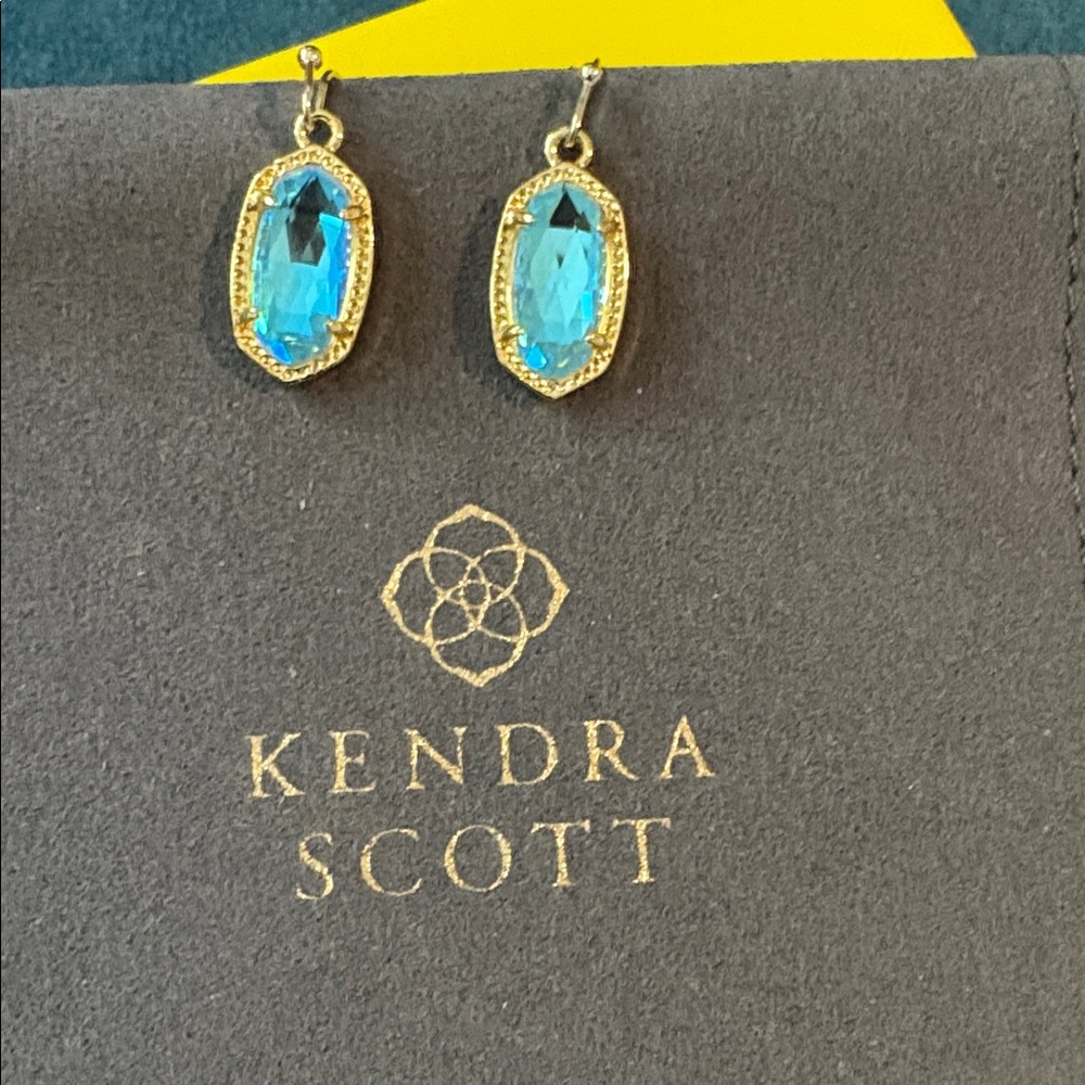 Kendra Scott Lee Gold Drop Earrings in Dichroic Glass NWOT